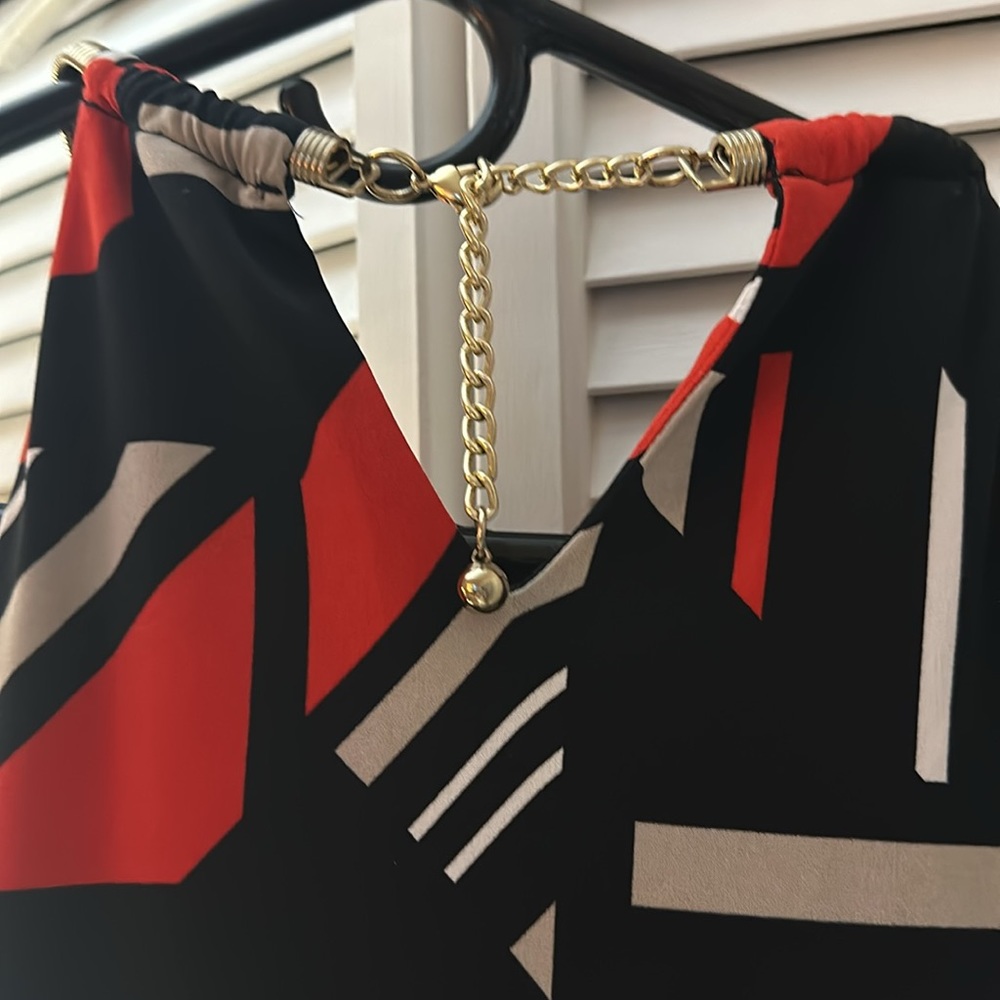 Calvin Klein sleeveless dress with gold metal chocker
